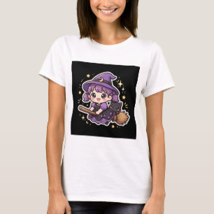 Camiseta de Halloween de escoba de bruja pequeña l