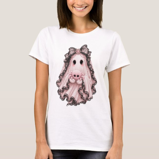Camiseta de Halloween de Fantasma de Araña Rosa Li (Anverso)