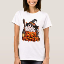 Camiseta de Halloween de Fantasma y Calabaza Adora