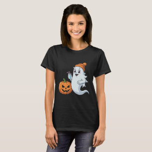 Camiseta de Halloween de Fantasma y Calabaza Lindo