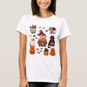 Camiseta de Halloween de Gato Bruja Lindo Bigotes