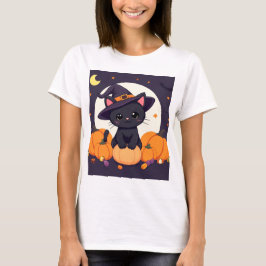 Camiseta de Halloween de Gato Bruja Mágica Definit