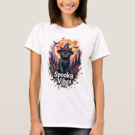 Camiseta de Halloween de gato negro con vibracione