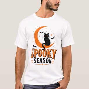 Camiseta de Halloween de Gato Negro de Temporada E