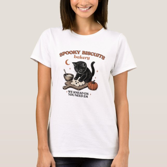 Camiseta de Halloween de Kitty Biscuits | Gato Neg (Anverso)