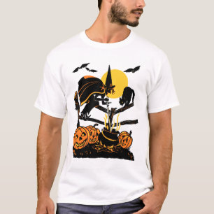 Camiseta de Halloween de la bruja del vintage