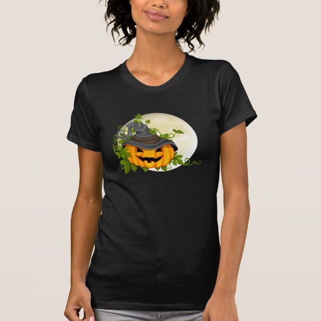 Camiseta de Halloween de la calabaza del escote (Anverso)
