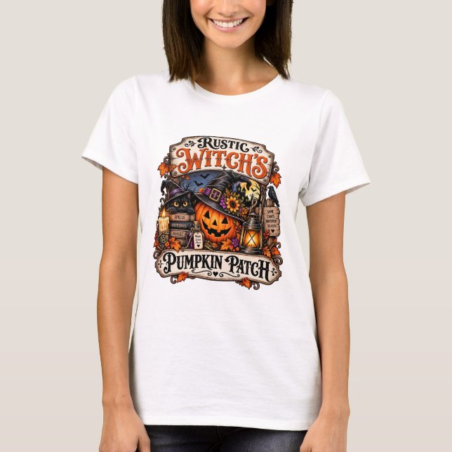 Camiseta de Halloween de la parcela de calabazas d (Anverso)
