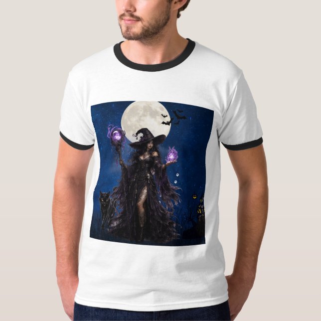 Camiseta de Halloween de Luna de Bruja Mística (Anverso)