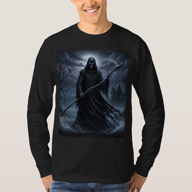 Camiseta de Halloween de manga larga Grim Reaper U (Anverso)