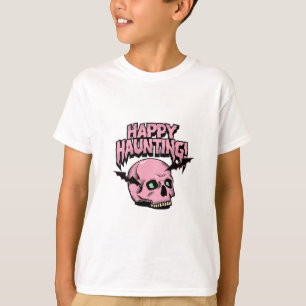 Camiseta de Halloween de niños de cráneo rosa Feli