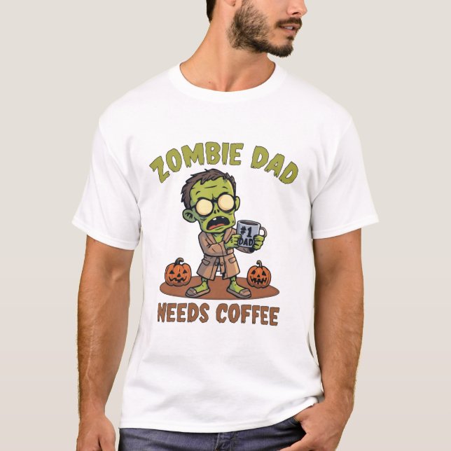 Camiseta de Halloween de Papá Zombie Café para Pad (Anverso)