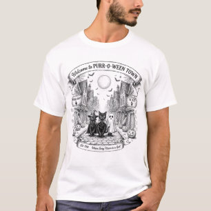 Camiseta de Halloween de Purr-O-Ween Town   Gato N