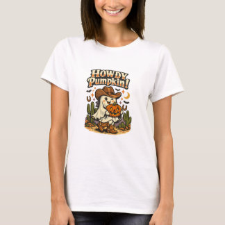 Camiseta de Halloween de vaquera fantasma 'Howdy P