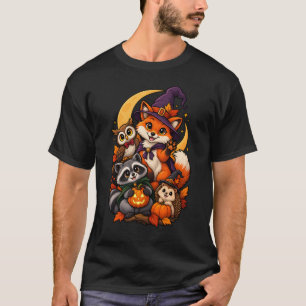 Camiseta de Halloween de zorro mapache búho del bo