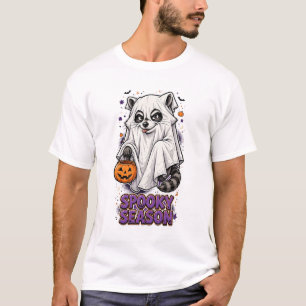 Camiseta de Halloween del Fantasma Mapache de la T