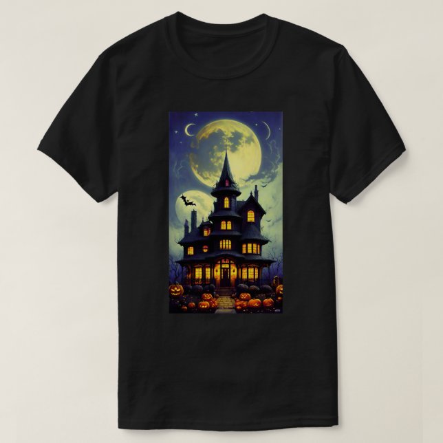 Camiseta de Halloween en la casa embrujada (Diseño del anverso)
