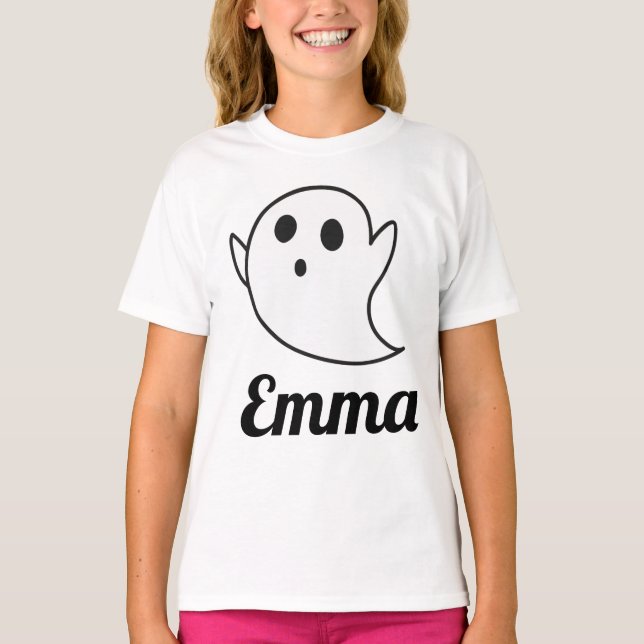 Camiseta de Halloween Fantasma Blanco Personalizad (Anverso)