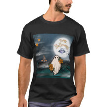Camiseta de Halloween Ghost Bat Spiders