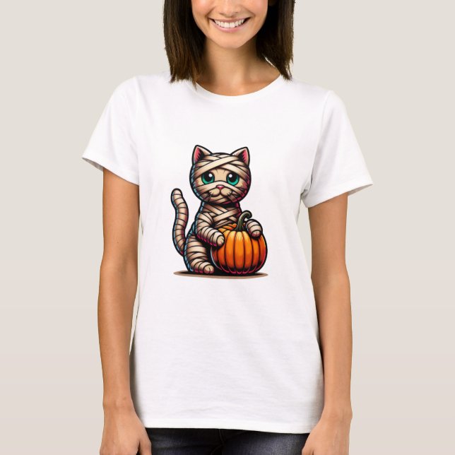 Camiseta de Halloween para gatos de momia - Gato l (Anverso)