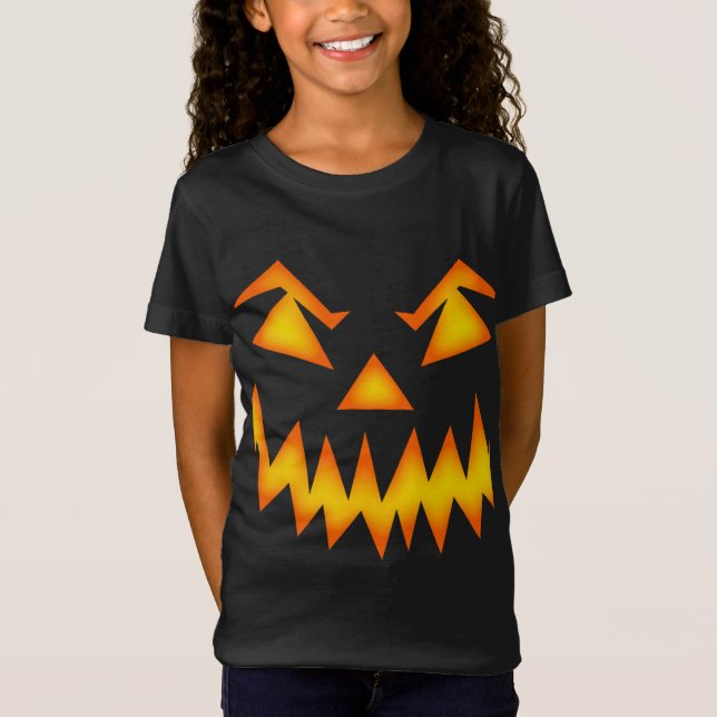Camiseta de Halloween para niños, cara de calabaza (Anverso)