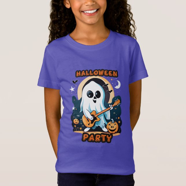 camiseta de halloween ragazza con fantasma adorabl (Anverso)
