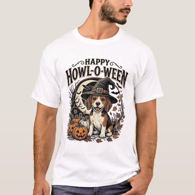 Camiseta de Halloween Sombrero de Bruja Beagle Fel (Anverso)