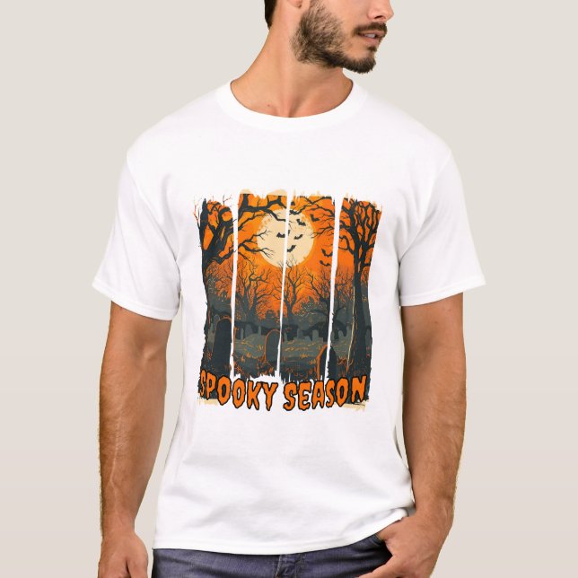 Camiseta de Halloween Spooky Season Cementerio (Anverso)