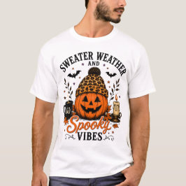 Camiseta de Halloween Sweater Weather y Spooky Vib