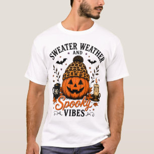 Camiseta de Halloween Sweater Weather y Spooky Vib