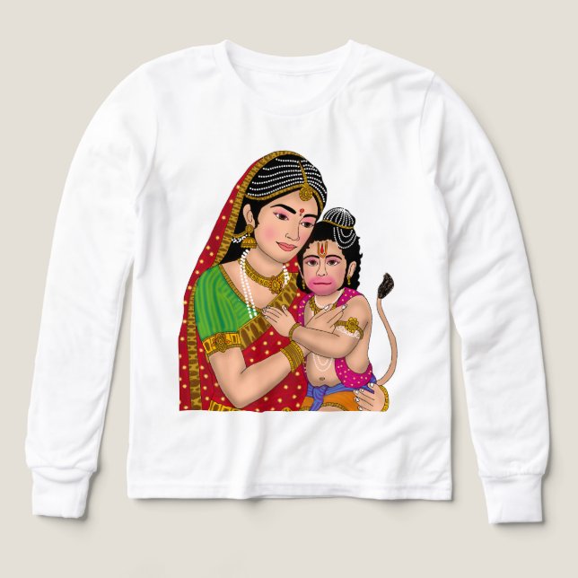 Camiseta de Hanuman y Anjana Mata (Diseño frontal)