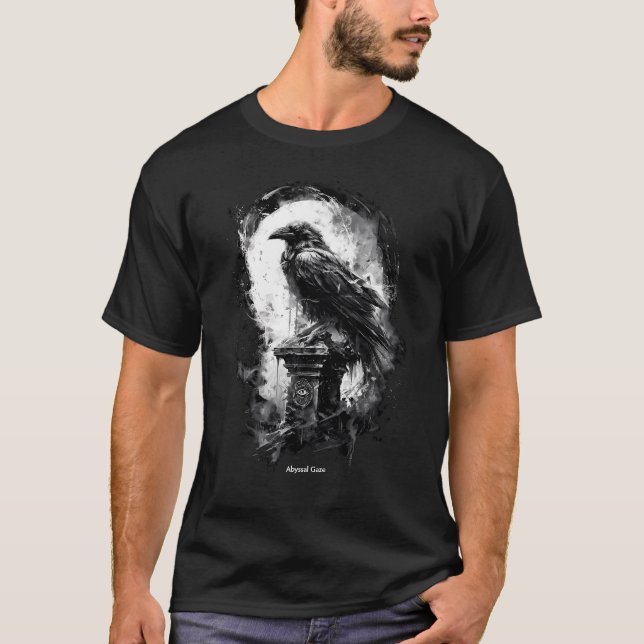 Camiseta de Heavy Metal Cuervo Gótico de Mirada Ab (Anverso)