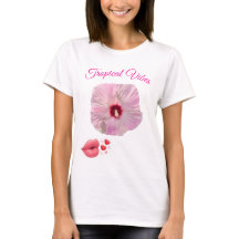 Camiseta de Hibisco Rosa Tropical