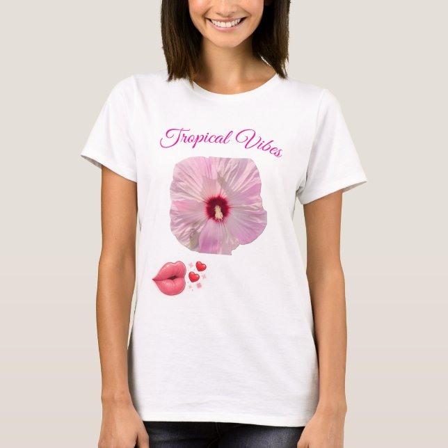 Camiseta de Hibisco Rosa Tropical (Anverso)