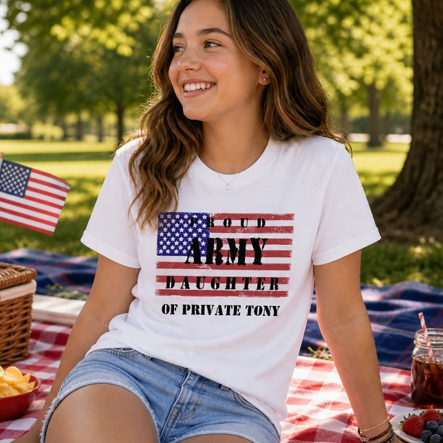 Camiseta de hija del ejército orgullosa con bander (Patriotic Flag Proud Army Daughter Shirt)