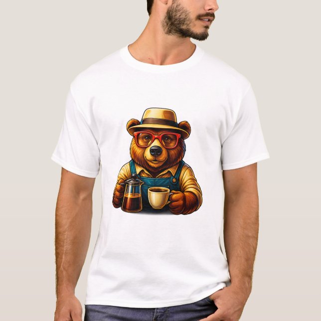 Camiseta de Hipster Coffee Bear – Stylish Drip Bre (Anverso)
