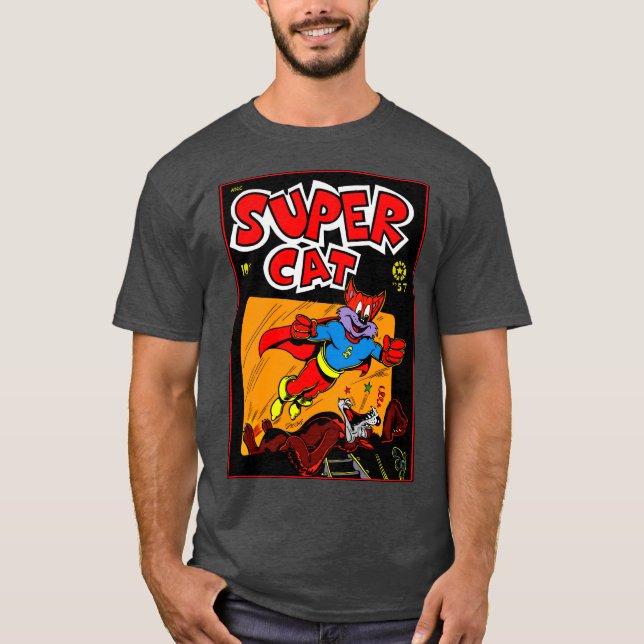 Camiseta de historietas SuperCat de los años 40 (Anverso)