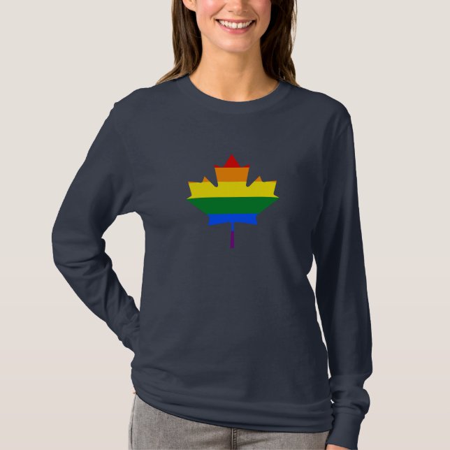 Camiseta de hoja de arce con orgullo arcoíris (Anverso)