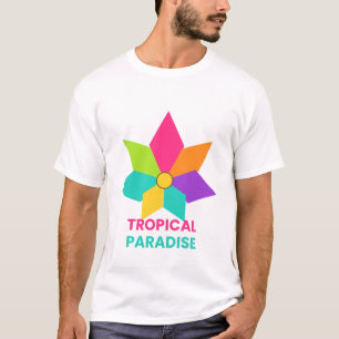 Camiseta de hoja neón paraíso tropical