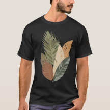 Camiseta de hojas botánicas minimalistas en tonos 