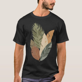 Camiseta de hojas botánicas minimalistas en tonos