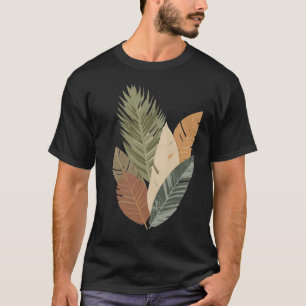 Camiseta de hojas botánicas minimalistas en tonos
