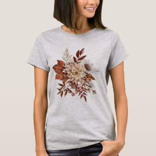 Camiseta de hojas de flores de otoño vintage