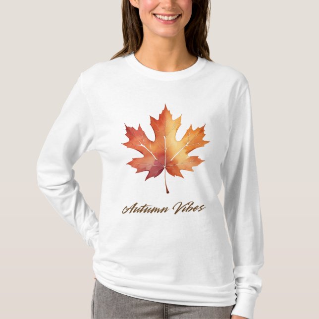 Camiseta de hojas de Vibes de otoño (Anverso)