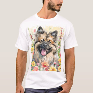 Camiseta de hombre acuarela Keeshond