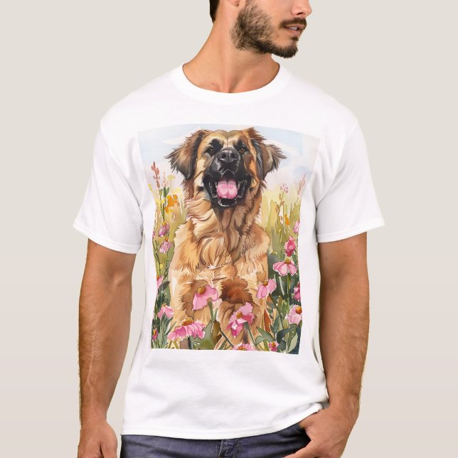 Camiseta de hombre acuarela Leonberger (Anverso)