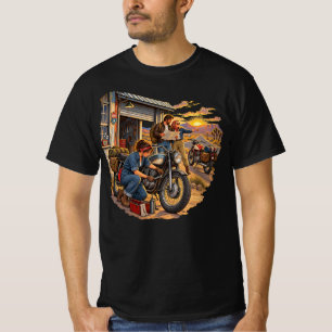 Camiseta de hombre Americana de reparación de moto