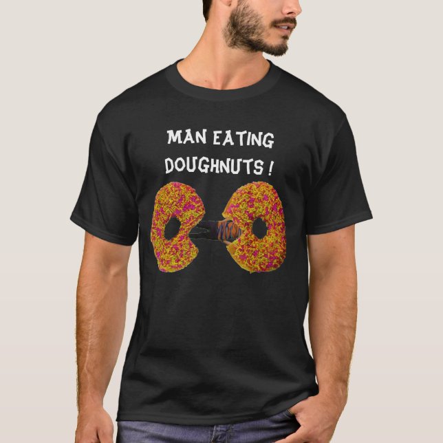 Camiseta de hombre comiendo donas (Anverso)