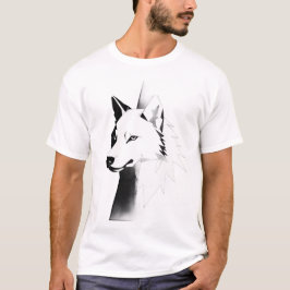 Camiseta de hombre con cabeza de lobo geométrica a