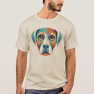 Camiseta de hombre con cara de perro geométrica co